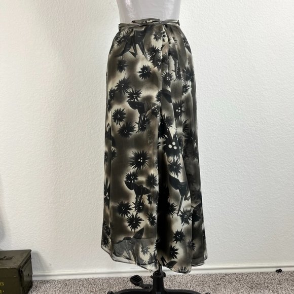 Kenzo Paris Sheer Crane Silk Wrap Midi Maxi Skirt - Picture 4 of 8